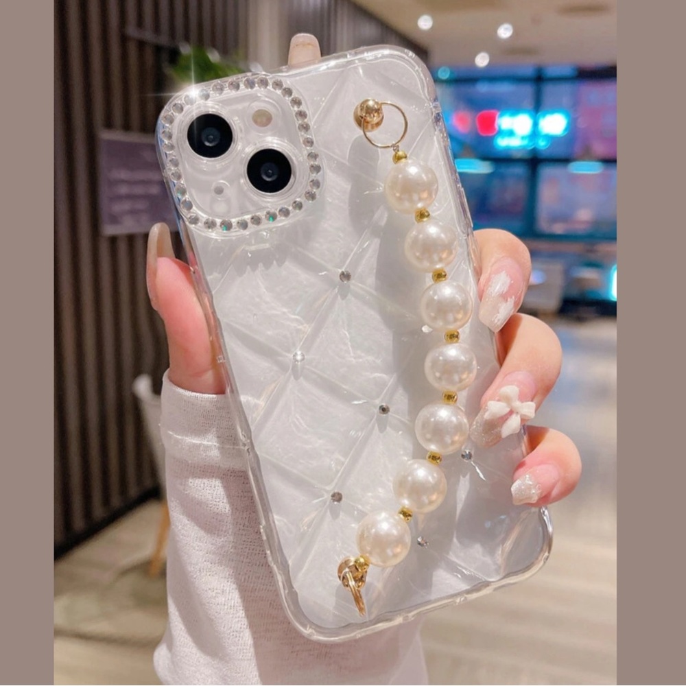 Clear Phone Case with Pearl Chain